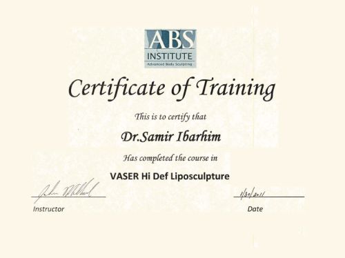 certyfikat ukończenia kursy Vaser Lipo
